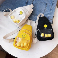 Canvas Chest Bag Female Small Messenger Bag Harajuku Style