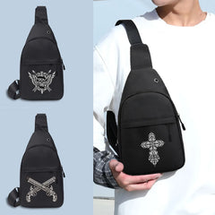Skull Pattern Chest Bag Crossbody USB Charging Backpack