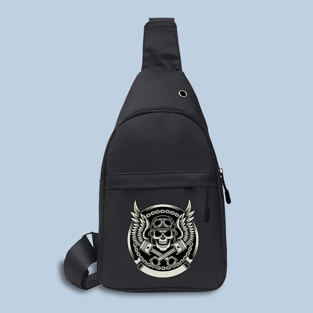Skull Pattern Chest Bag Crossbody USB Charging Backpack