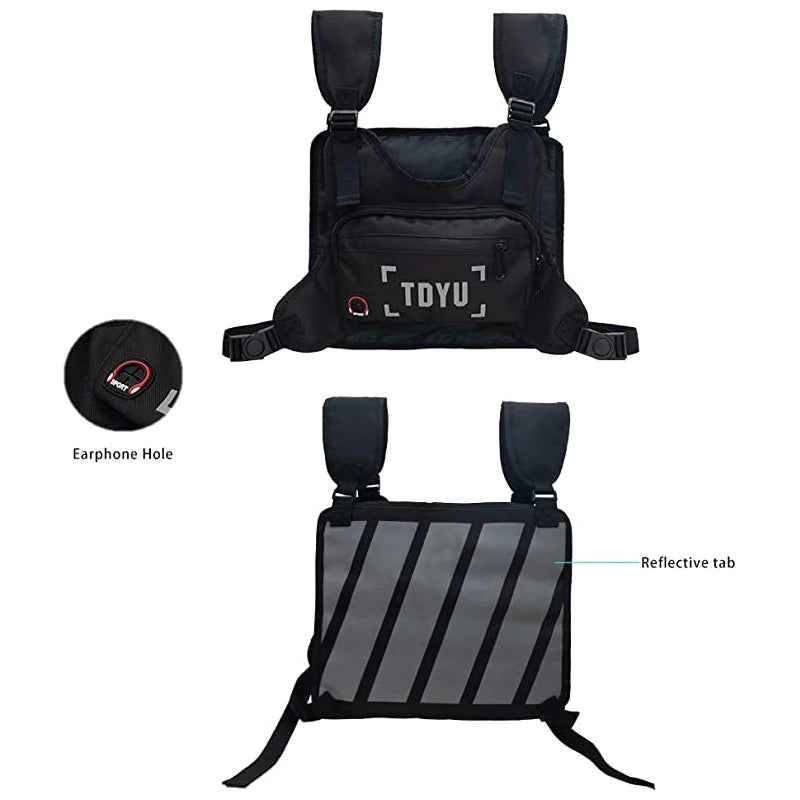 Chest Rig Bag Men Reflective Strip Disco Strap Chest Pack G161
