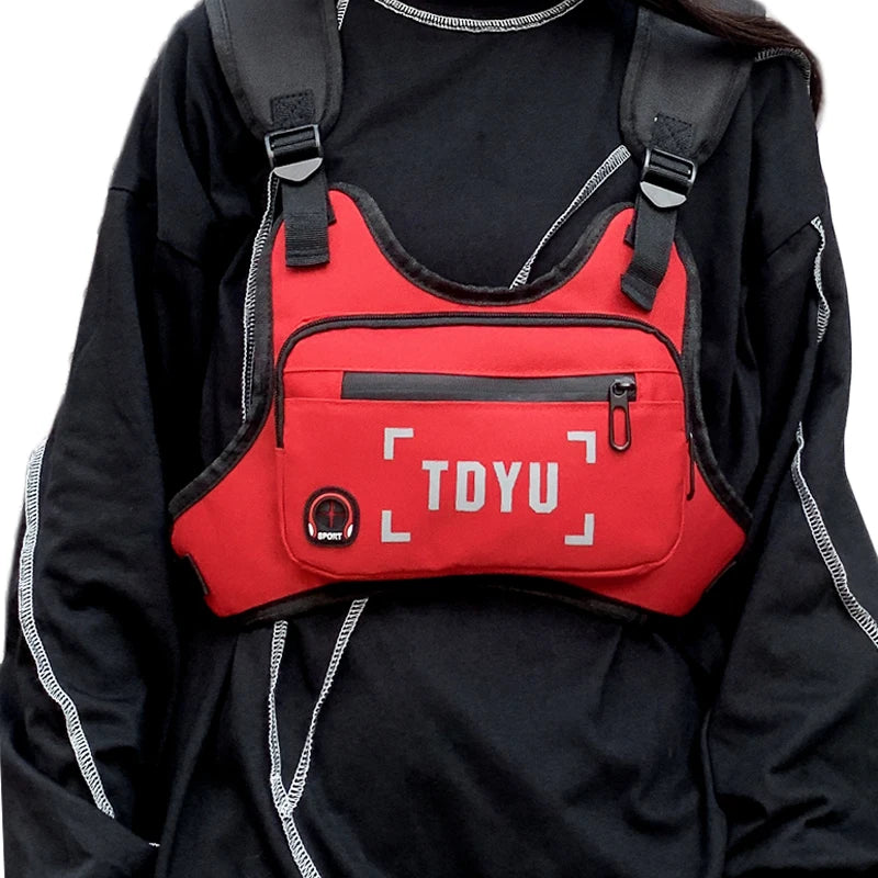 Chest Rig Bag Men Reflective Strip Disco Strap Chest Pack G161
