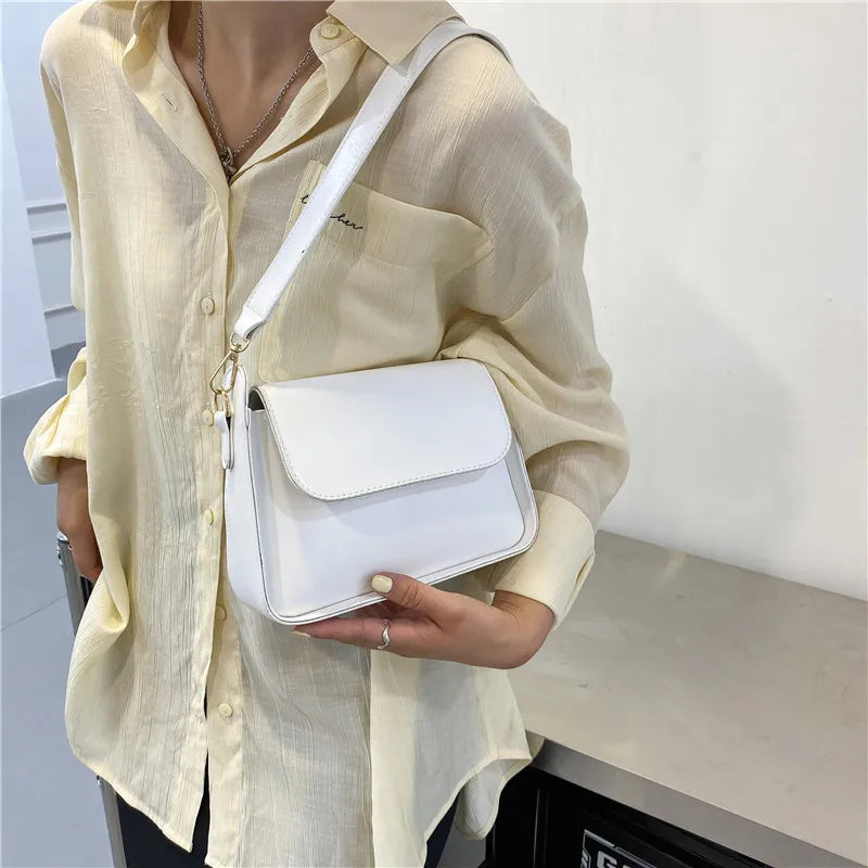 Small Flap Shoulder Bag PU Leather Clutch Crossbody Purse