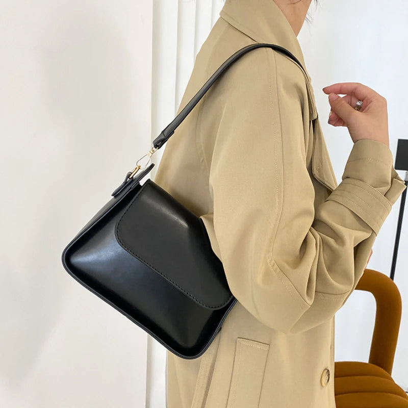 Small Flap Shoulder Bag PU Leather Clutch Crossbody Purse