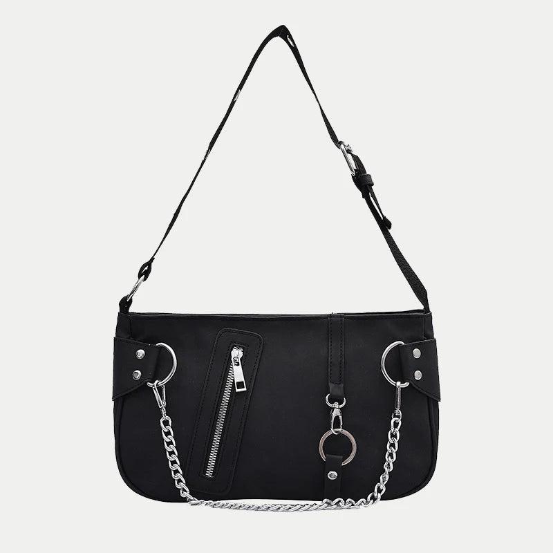 Waterproof Nylon Shoulder Bag for Women with Chains
