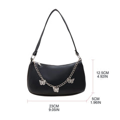 Women Butterfly Chain Shoulder Bag PU Leather All-matching Underarm Bag