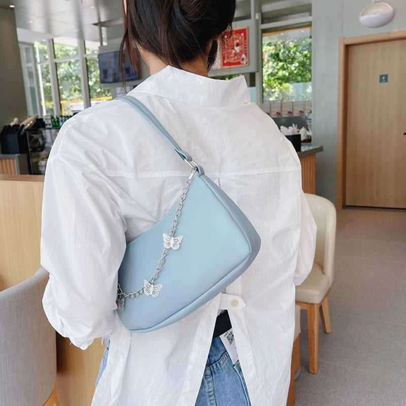 Women Butterfly Chain Shoulder Bag PU Leather All-matching Underarm Bag