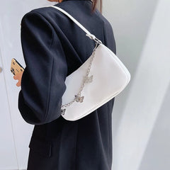 Women Butterfly Chain Shoulder Bag PU Leather All-matching Underarm Bag