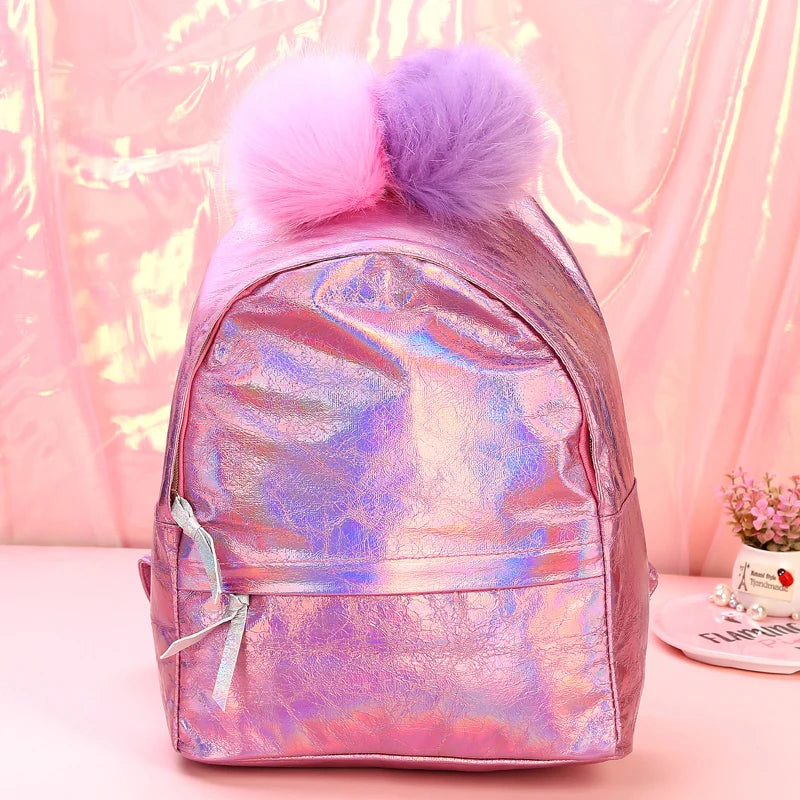 Children Backpacks Holographic PU School Backpack Large Capacity