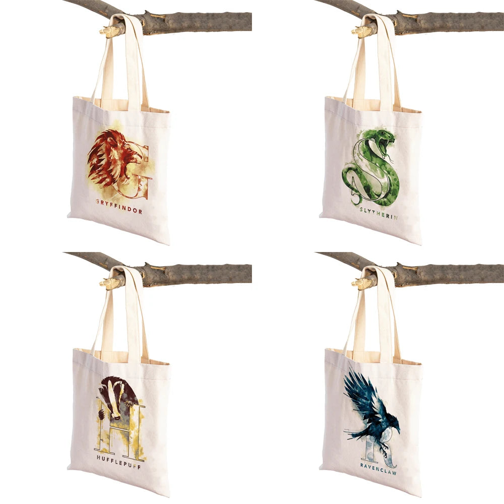 Kids Eco Canvas Tote Bag Cartoon Animal Lady Shopper Shoulder Bag