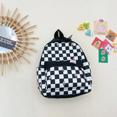 Kids Plaid Backpack Cartoon Student Shoulder Bag