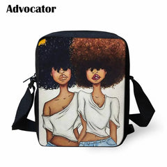 African American Art Girls Pattern Schoolbags Mini Crossbody Book Bag