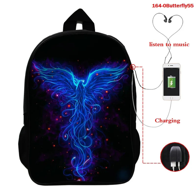 3D Butterfly Backpack High Capacity Girls School Bag