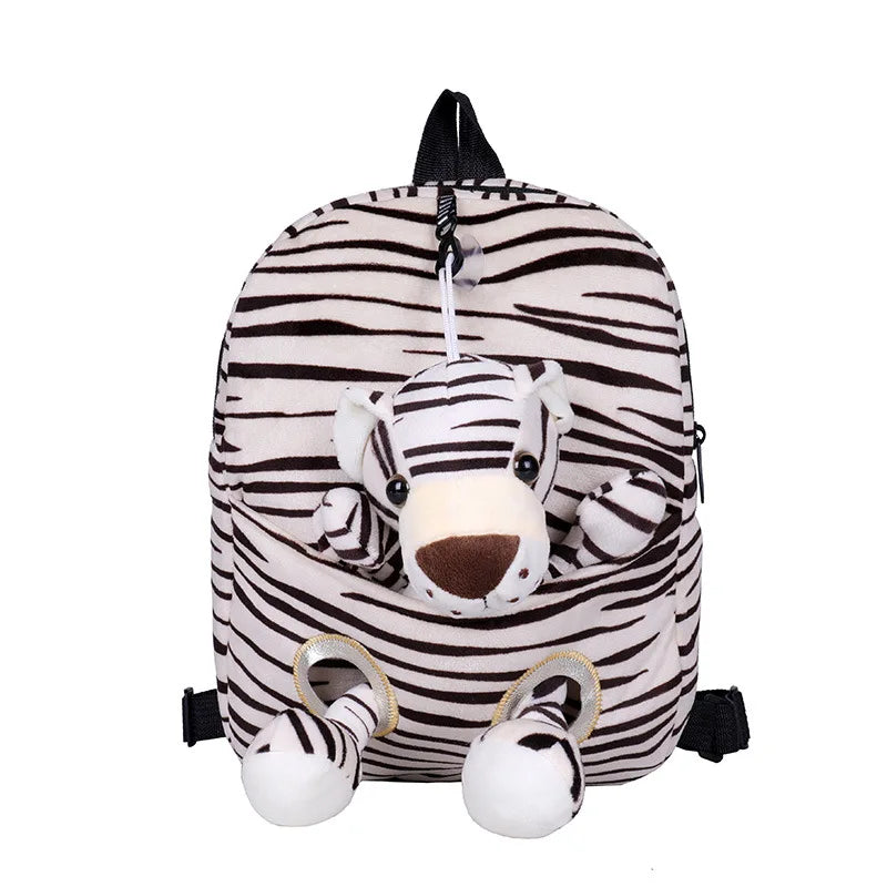 Kids Cartoon Print Plush Backpack for Boys and Girls