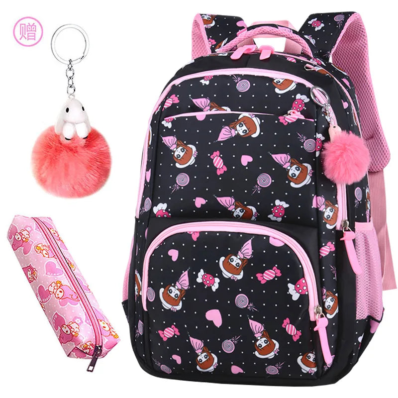 Girls Princess Backpacks Orthopedics SchoolBags Kids Waterproof