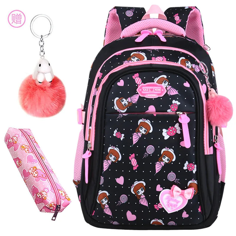 Girls Princess Backpacks Orthopedics SchoolBags Kids Waterproof