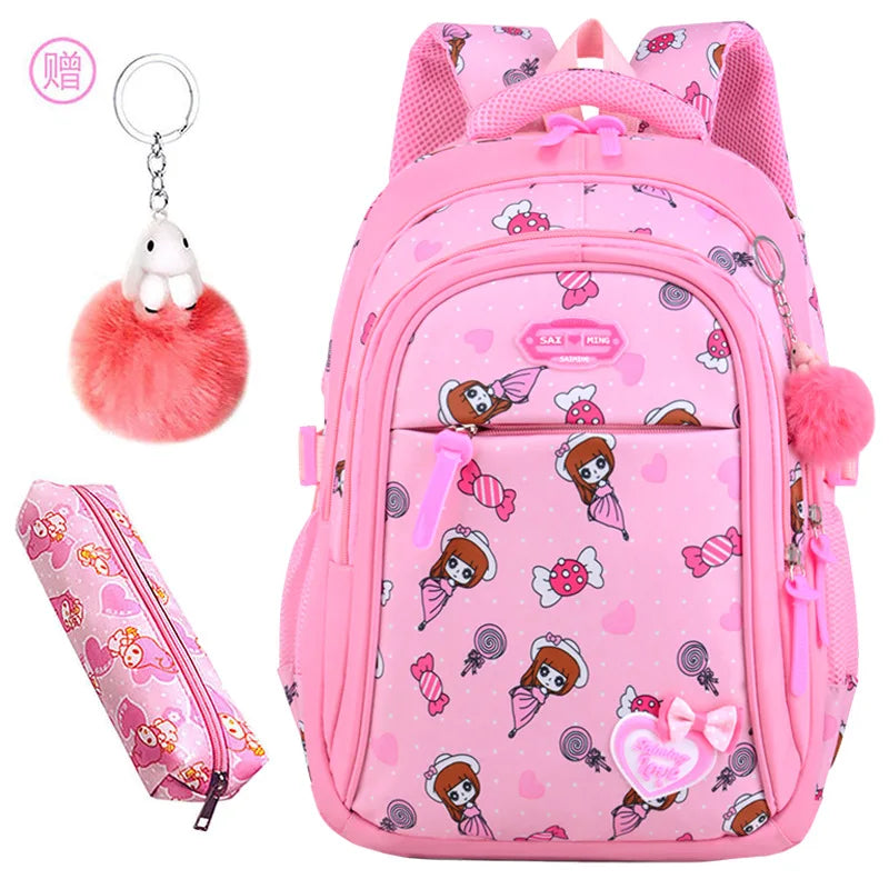 Girls Princess Backpacks Orthopedics SchoolBags Kids Waterproof