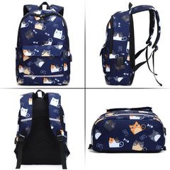 Reflective School Backpack USB Charging Waterproof Bag