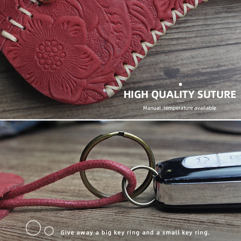 Leather Car Key Wallet Holder Soft Bag Key Case For Men
