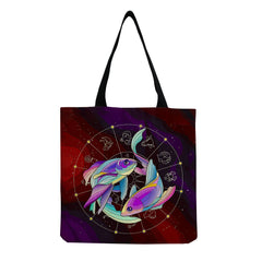 Chinese Fish Print Tote Bag Eco Reusable Handbag Women's Shoulder Bag