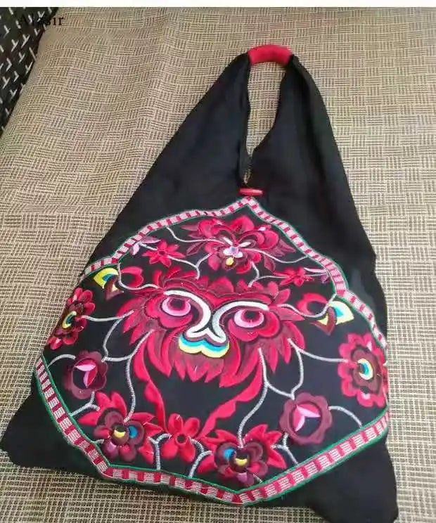 Chinese Style Messenger Bag Ethnic Embroidery Flower Canvas Women Shoulder Bag