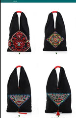 Chinese Style Messenger Bag Ethnic Embroidery Flower Canvas Women Shoulder Bag