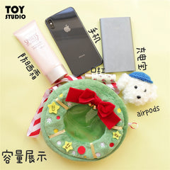 Japanese Girl Heart Soft Bag with Christmas Bow Design