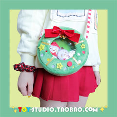 Japanese Girl Heart Soft Bag with Christmas Bow Design
