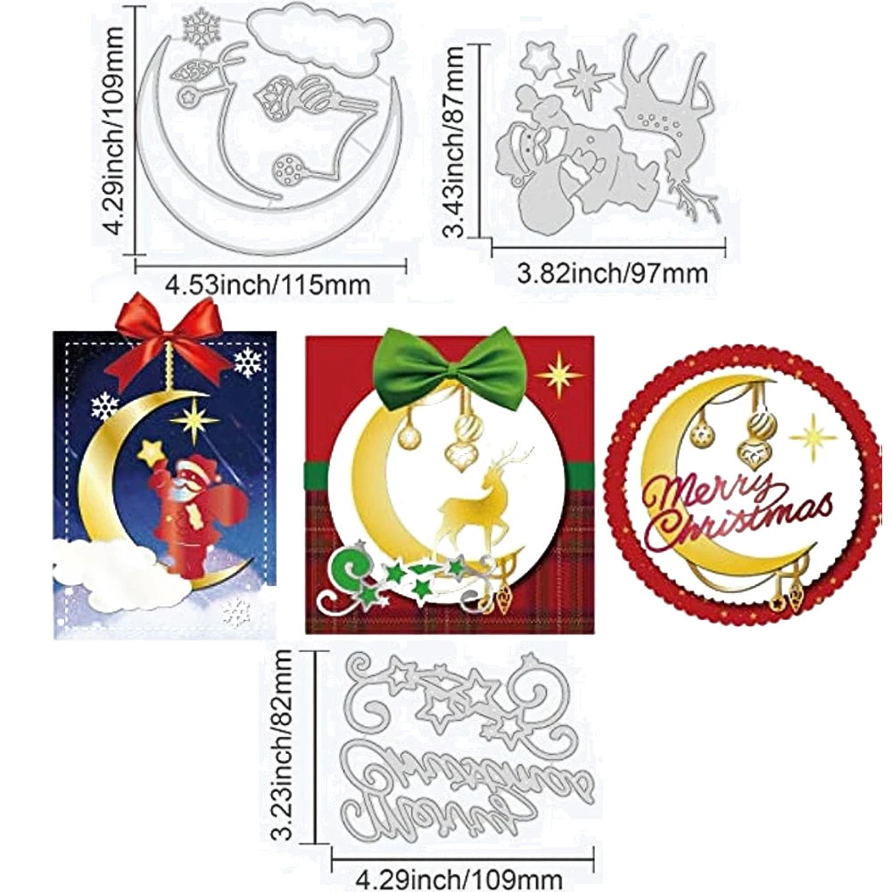 Christmas Cutting Dies Santa Claus Carbon Steel Die Cut Elk Deer Greeting Emboss