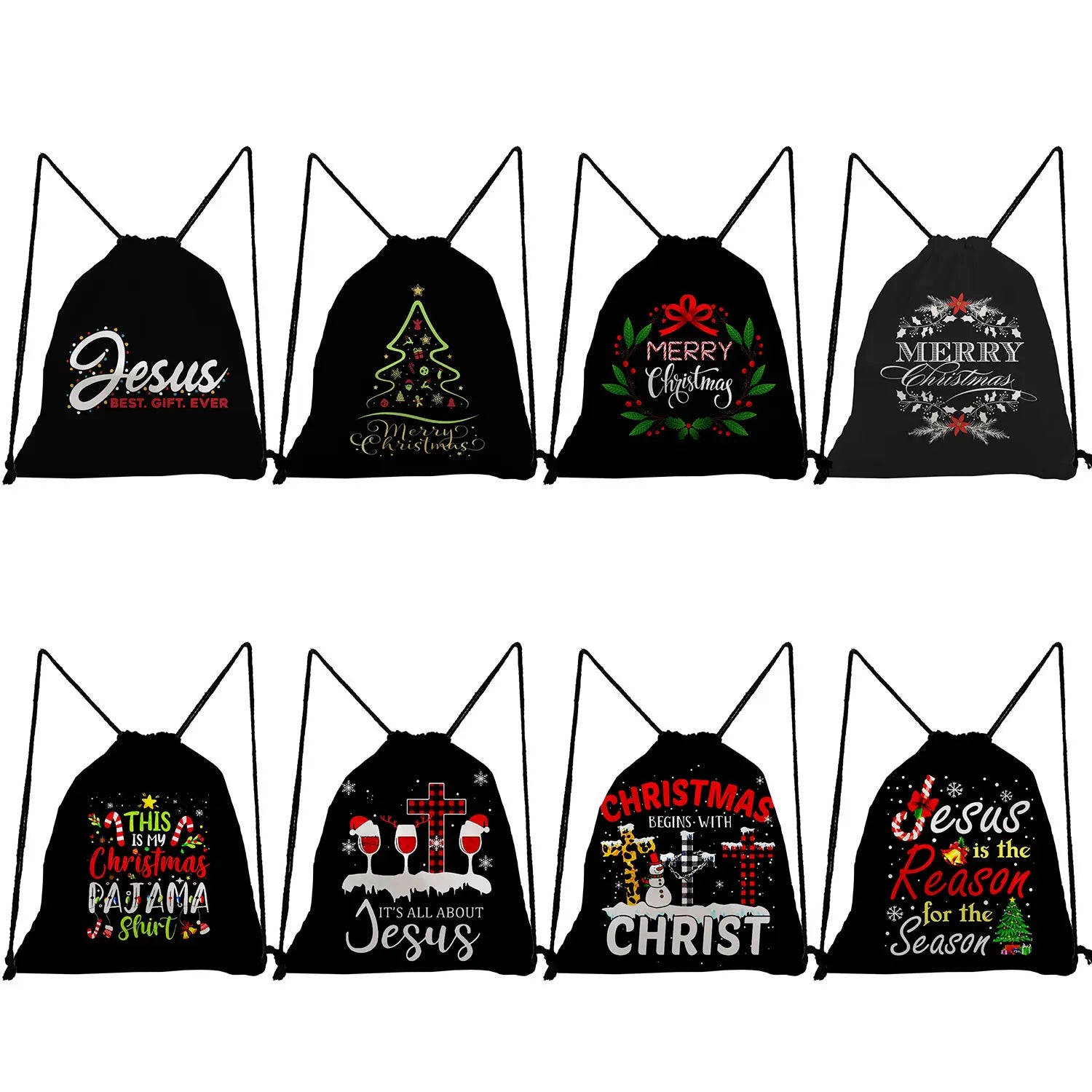 Christmas Gift Backpacks for Women Drawstring Pocket School Bag