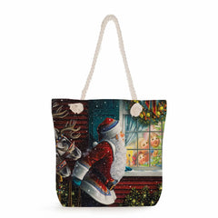 Santa Claus Print Thick Rope Shoulder Bag Women Handbag