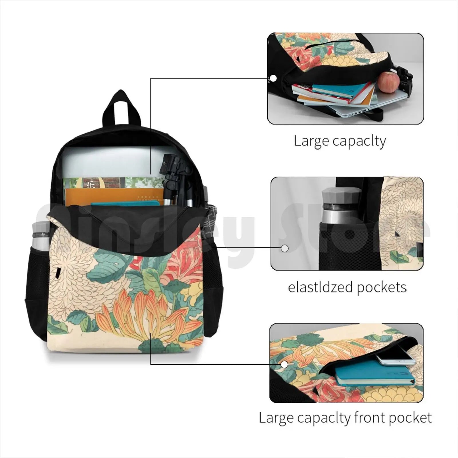 Chrysanthemum Utagawa Hiroshige 1840 Outdoor Hiking Backpack