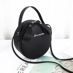 Circular Leather Women Shoulder Bag Crossbody Messenger Purse Round Handbag