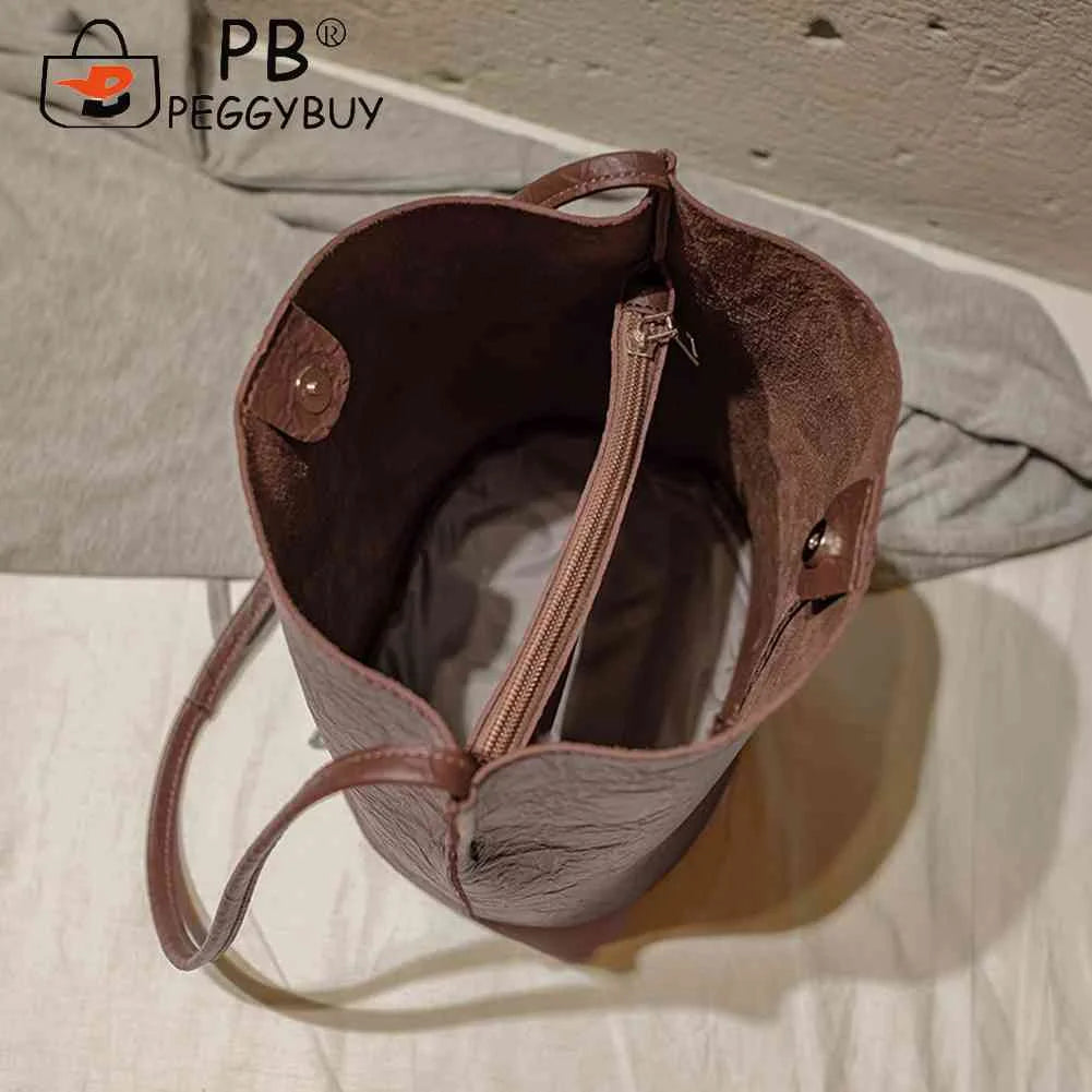 Vintage Women's Shoulder Bag Crossbody Bucket Tote PU Leather