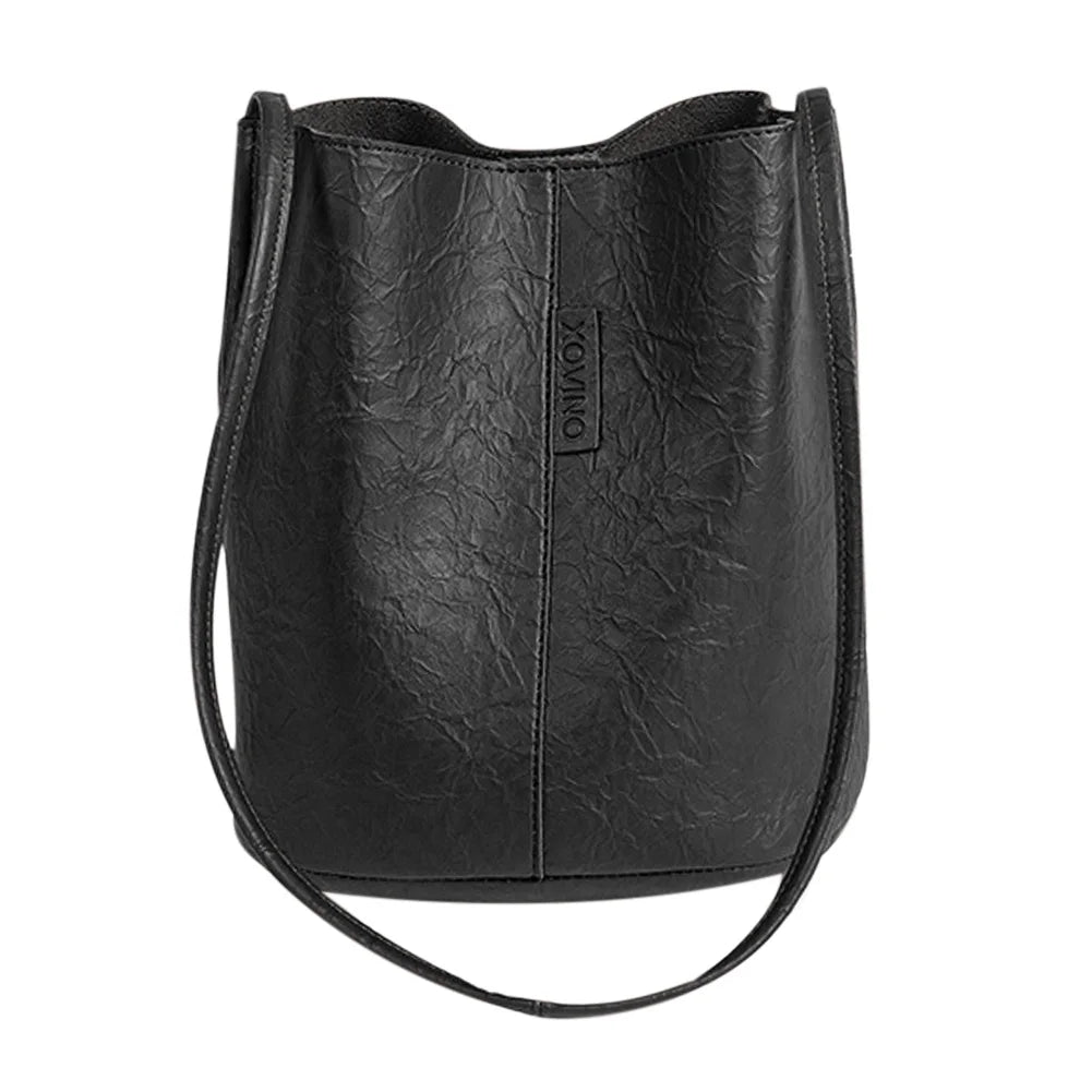 Vintage Women's Shoulder Bag Crossbody Bucket Tote PU Leather