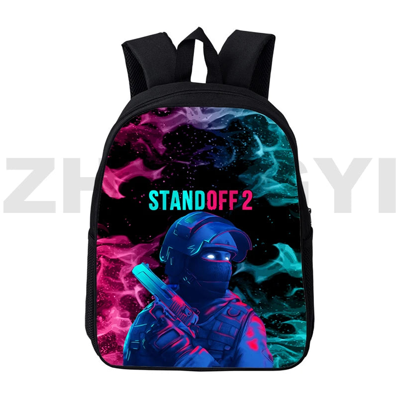 3D Cartoon Print Standoff 2 Backpack Waterproof Canvas Laptop Bag