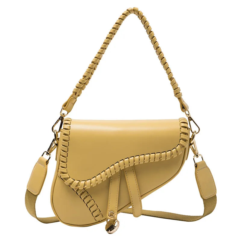 Retro Saddle Bags Shoulder Bags PU Crossbody Leather Tote Bags for Women