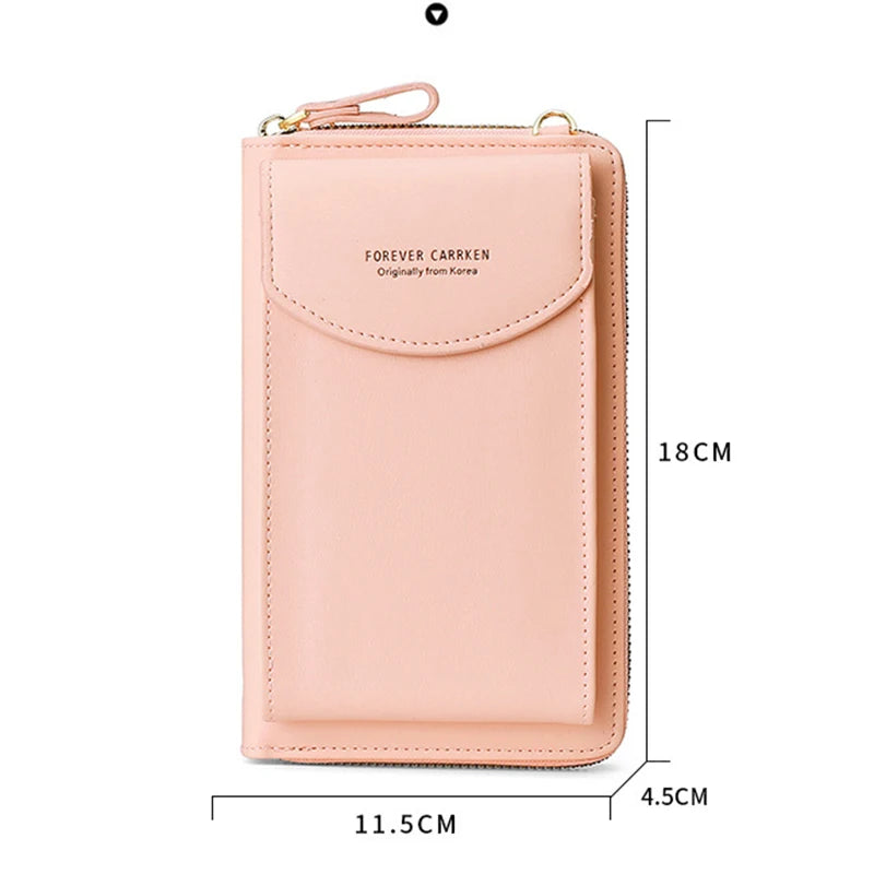 Solid Large Capacity Messenger Purse Leather Shoulder Wallet