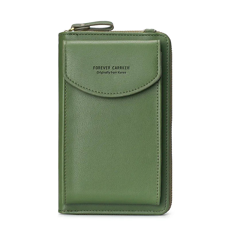 Solid Large Capacity Messenger Purse Leather Shoulder Wallet