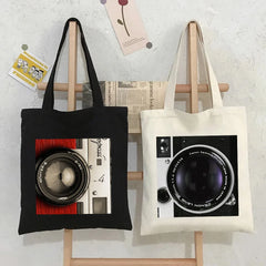 Classic Retro Camera Photographer Women Canvas Shoulder Handbag Tote