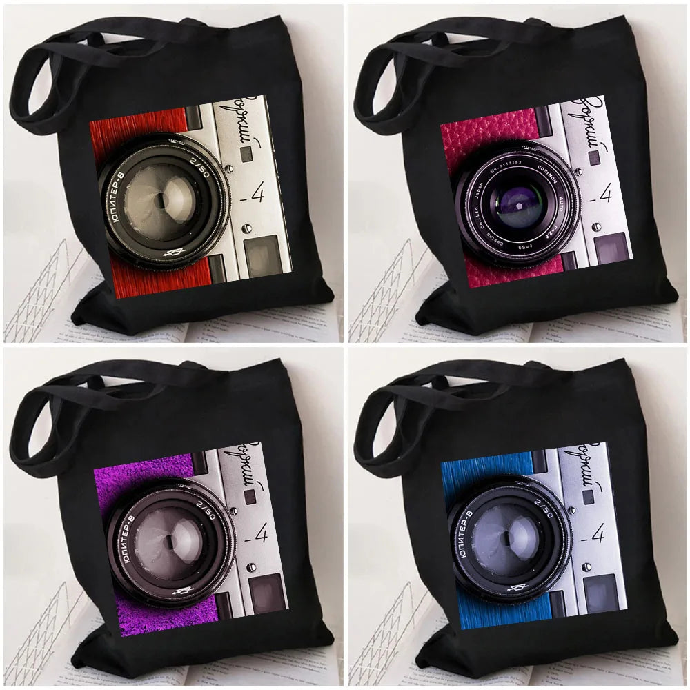 Classic Retro Camera Photographer Women Canvas Shoulder Handbag Tote