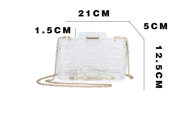 Clear Acrylic Box Party Clutch Geometric Pattern Evening Bag
