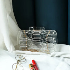 Clear Acrylic Box Party Clutch Geometric Pattern Evening Bag