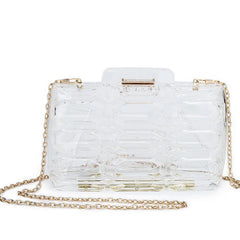Clear Acrylic Box Party Clutch Geometric Pattern Evening Bag
