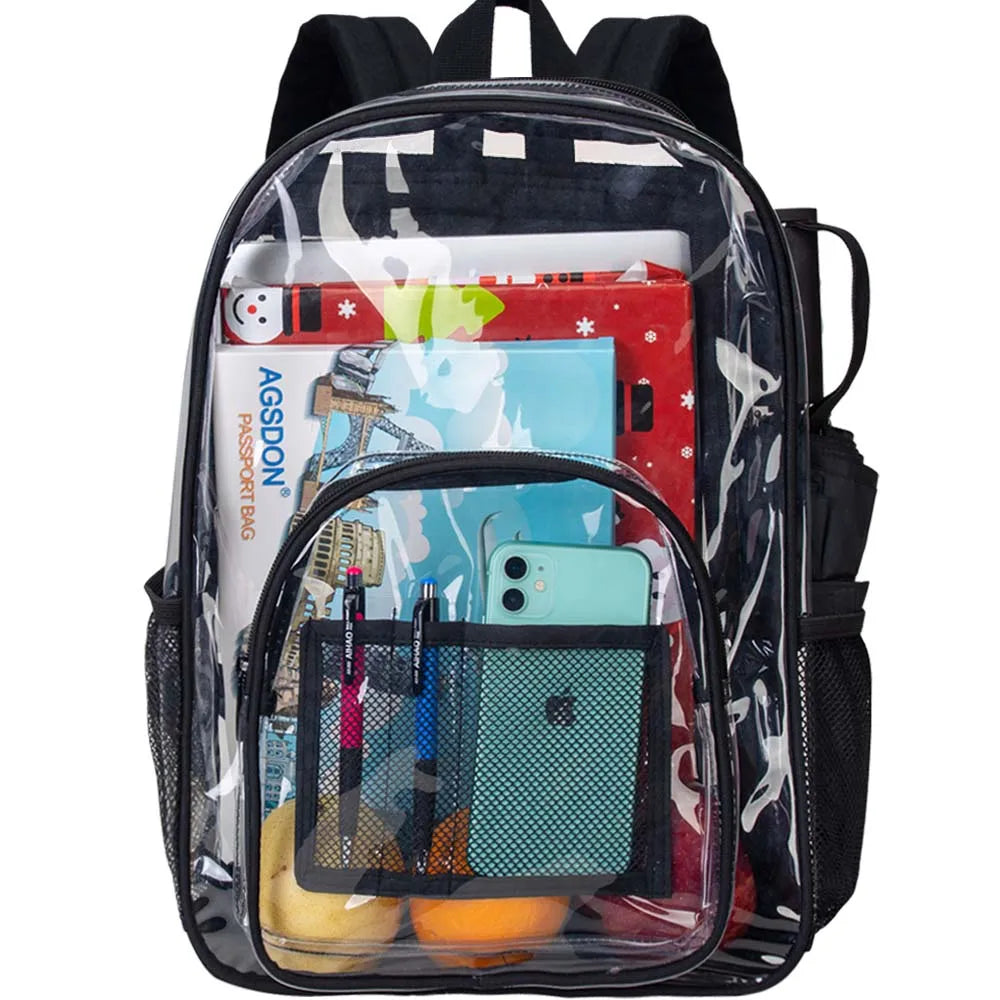 Clear Heavy Duty Transparent Backpack - Pink