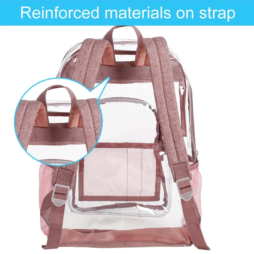 Clear Heavy Duty Transparent Backpack - Pink