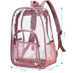 Clear Heavy Duty Transparent Backpack - Pink
