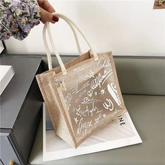 Clear Graffiti Handbag PVC Transparent Bags Women Shoulder Travel Beach Storage