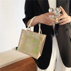 Clear Graffiti Handbag PVC Transparent Bags Women Shoulder Travel Beach Storage