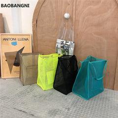 Clear Mesh Shoulder Bag Women Beach Bag Canvas Shopping Bag