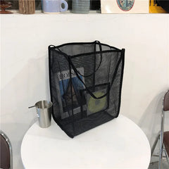 Clear Mesh Shoulder Bag Women Beach Bag Canvas Shopping Bag